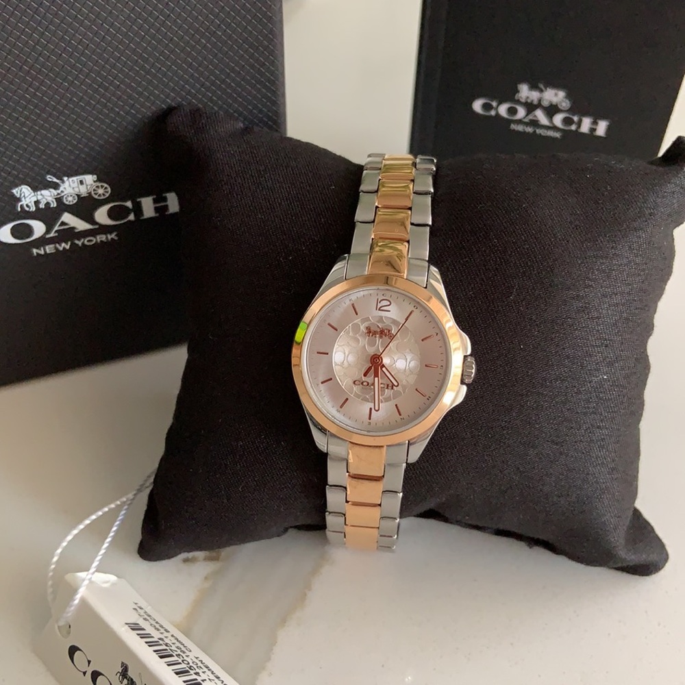 Coach Stainless Steel and Rose Gold Watch